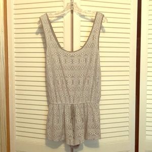 Pins and Needles grey crocheted romper from UO